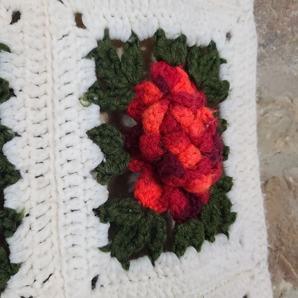 Granny Square Floral Handmade Homemade Afghan Throw Blanket